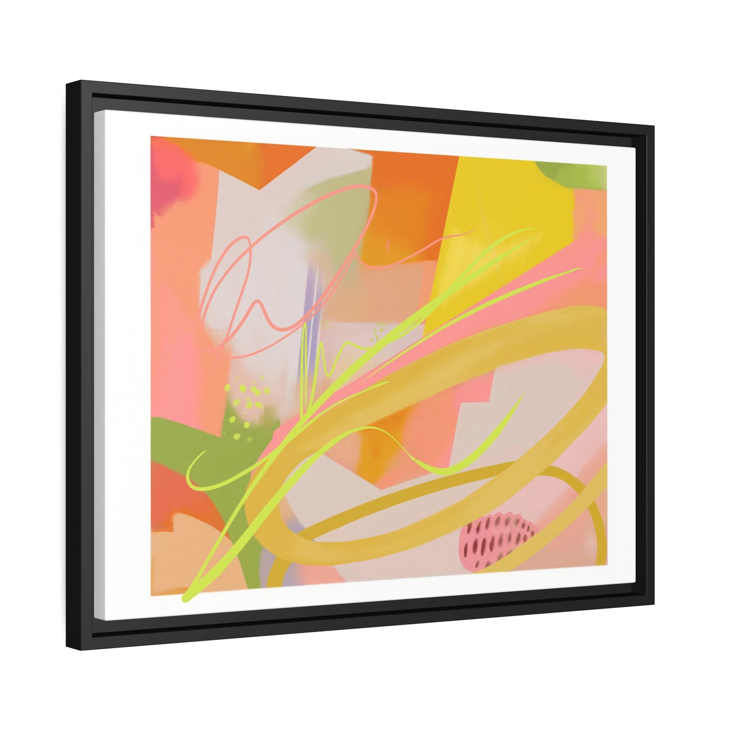 Happy & Calm - Digital Art on Canvas, Black Frame